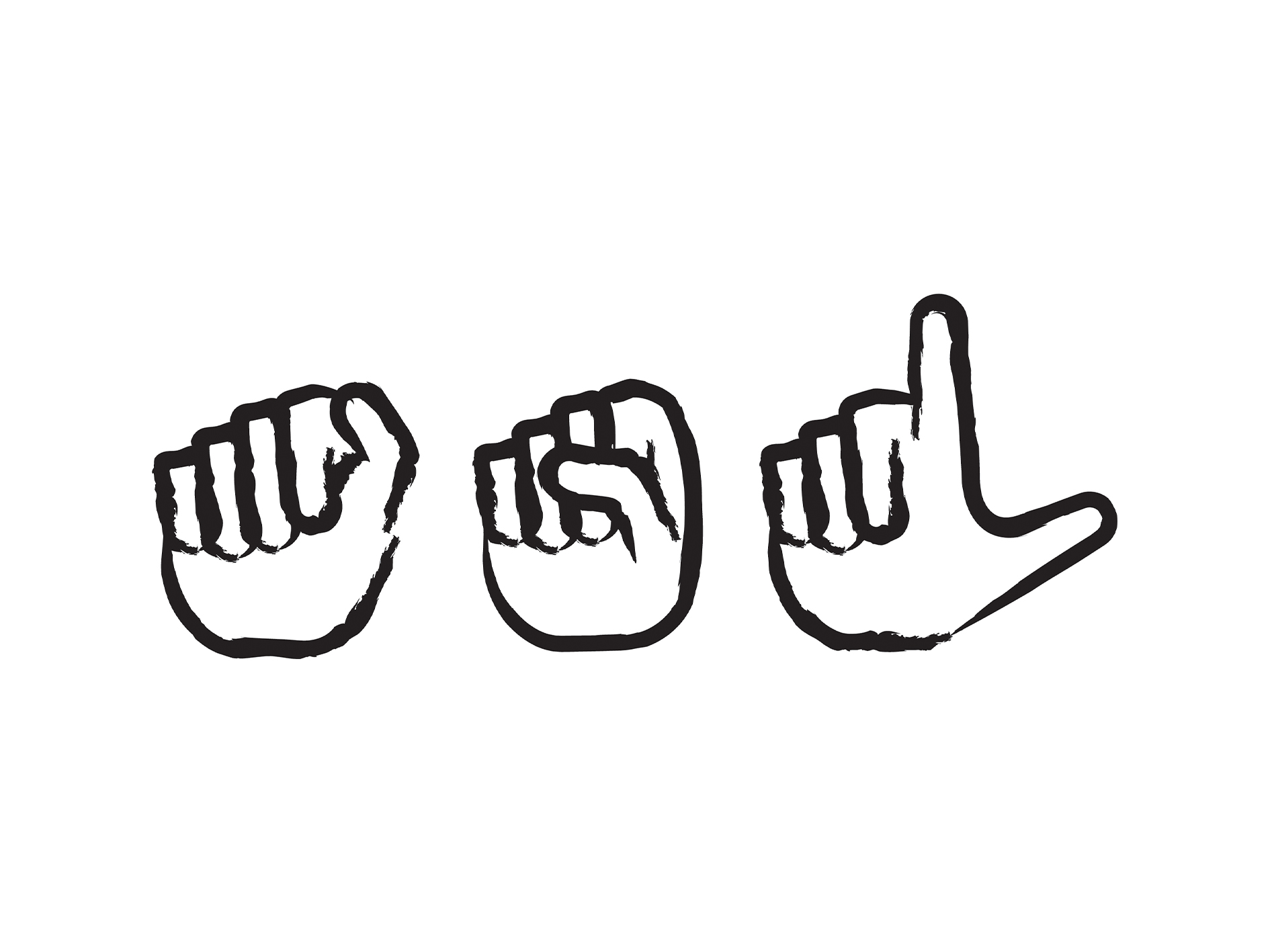 An icon representing the fingerspelling of “ASL” in American Sign Language.