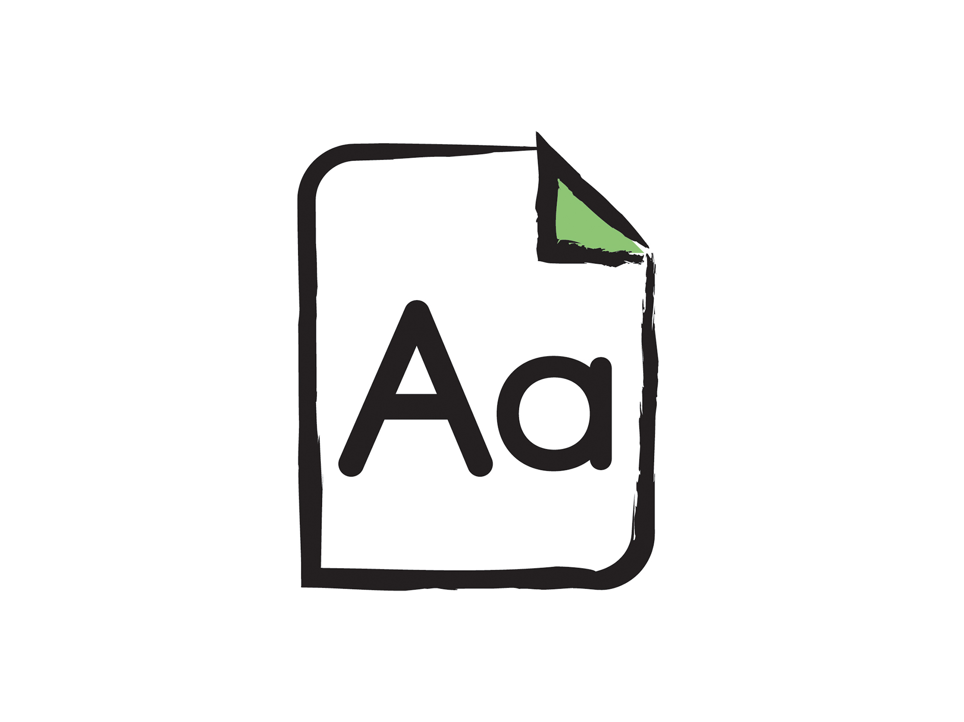 The large print icon. An illustration of a sheet of paper with a large “A” on top.