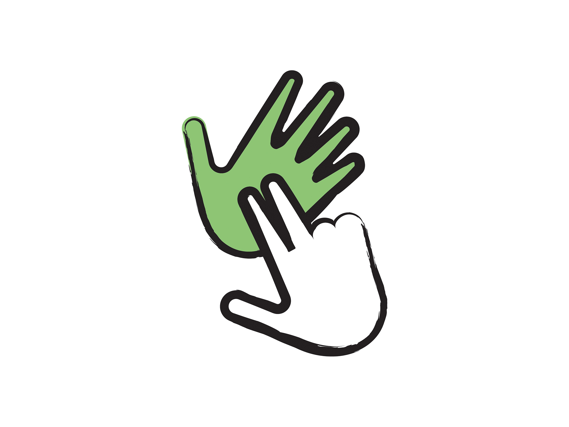 An icon representing two-hand manual communication.