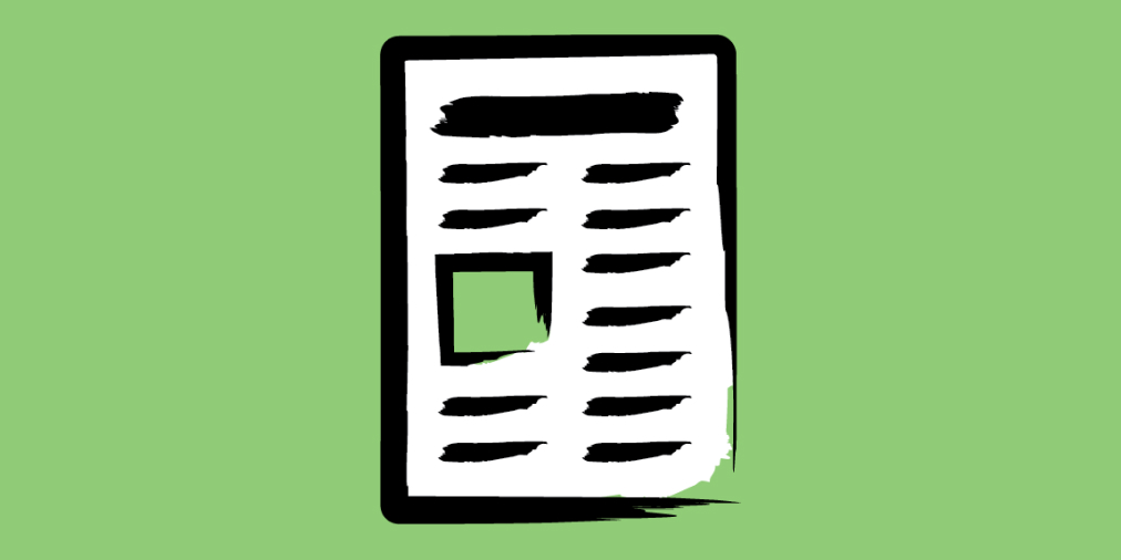 An icon of a newspaper on a green background.